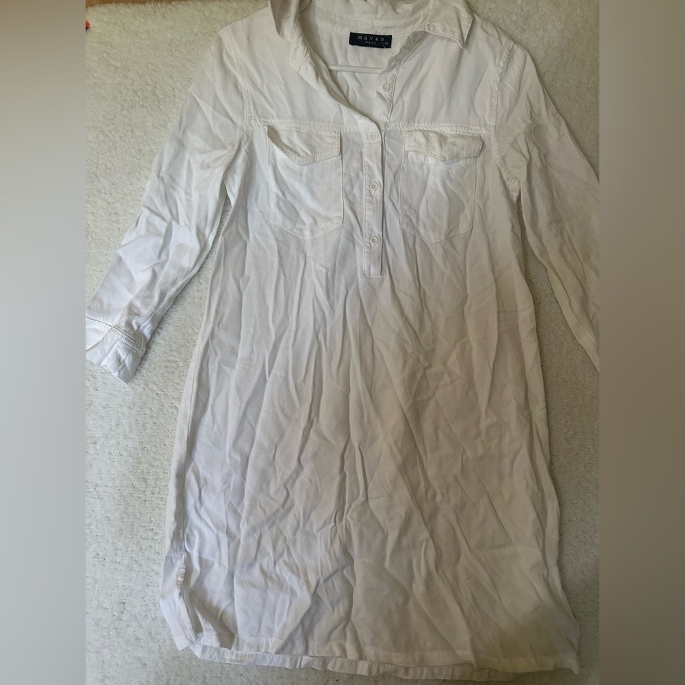 Maven West White Button Up Shirt Dress
